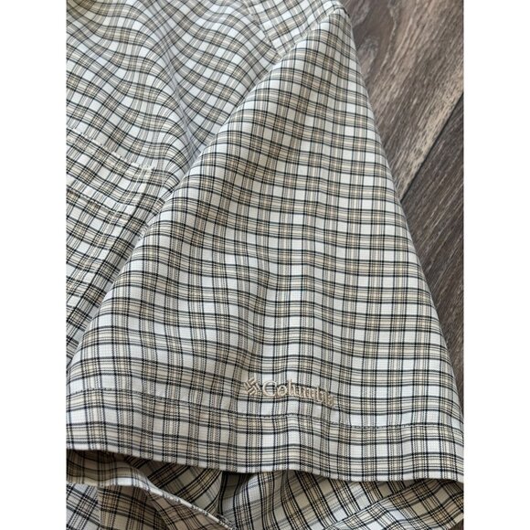 COLUMBIA SPORTWEAR X.C.O. MENS SIZE XL PLAID BUTTON UP SHORT SLEEVE SHIRT BEIGE - Picture 3 of 9